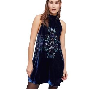 Elegant Blue Velvet Dress